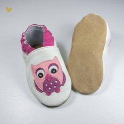 Chaussons cuir souple Hibou