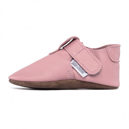 Chaussons cuir souple bébé Zippy Rose/Camel