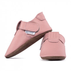 Chaussons cuir souple bébé Zippy Rose/Camel