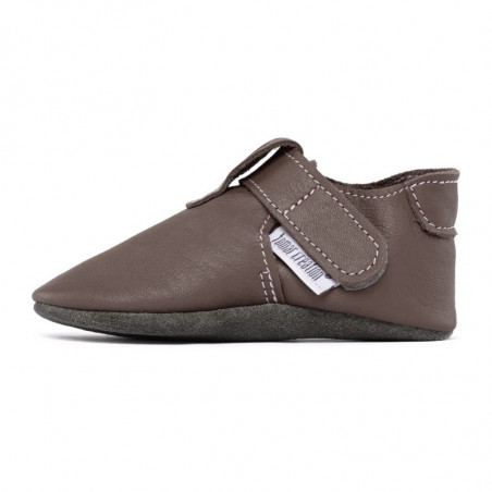 Chaussons cuir souple bébé Zippy Taupe