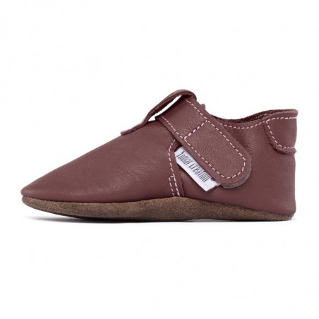 Chaussons cuir souple bébé Zippy Bordo