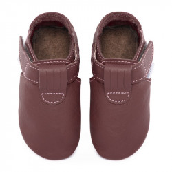 Chaussons cuir souple bébé Zippy Bordo