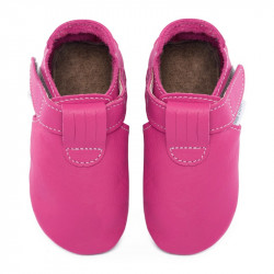 Chaussons cuir souple bébé Zippy Fuxia