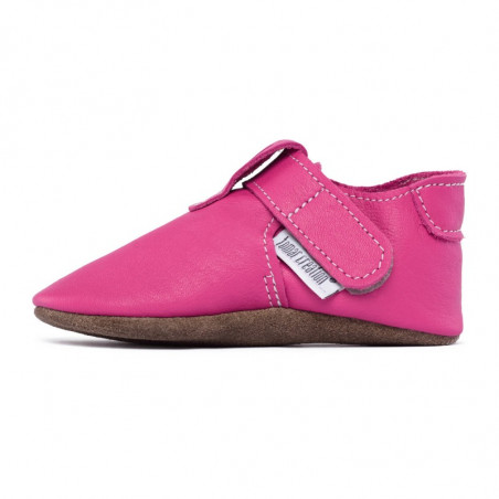 Chaussons cuir souple bébé Zippy Fuxia