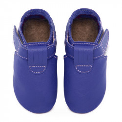 Chaussons cuir souple bébé Zippy Denim