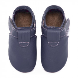 Chaussons cuir souple bébé Zippy Blue Marino