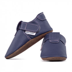 Chaussons cuir souple bébé Zippy Blue Marino