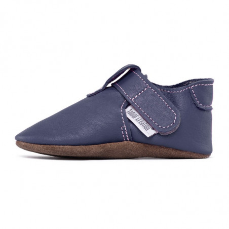 Chaussons cuir souple bébé Zippy Blue Marino