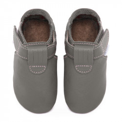 Chaussons cuir souple bébé Zippy Fog