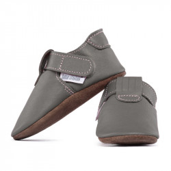 Chaussons cuir souple bébé Zippy Fog