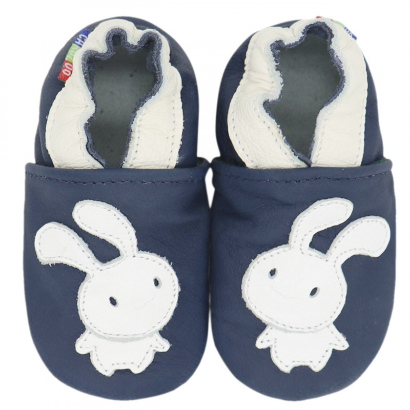 Chaussons cuir bébé Carozoo Lapin