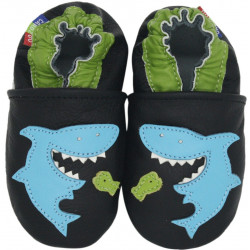 Chaussons cuir bébé Carozoo Requin