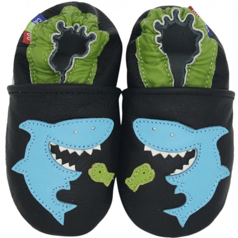 Chaussons cuir bébé Carozoo Requin