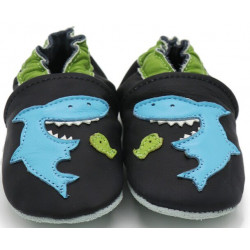 Chaussons cuir bébé Carozoo Requin