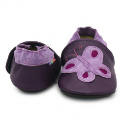 Chaussons cuir bébé Carozoo Papillon velours