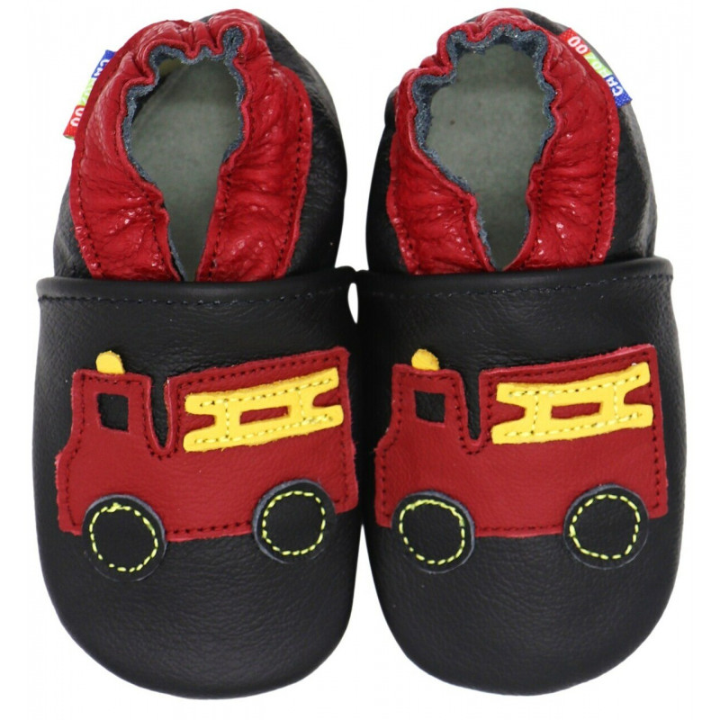 Chaussons cuir bébé Carozoo Pompier Chaussons cuir bébé Carozoo Pompier