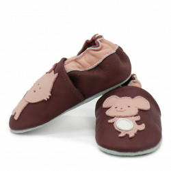 Chaussons cuir bébé Carozoo Chat souris