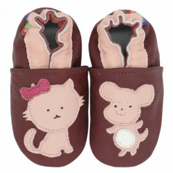 Chaussons Bébé en cuir, Souris