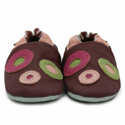 Chaussons cuir bébé Carozoo Cercles mauves