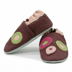 Chaussons cuir bébé Carozoo Cercles mauves