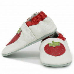 Chaussons cuir bébé Carozoo Fraise