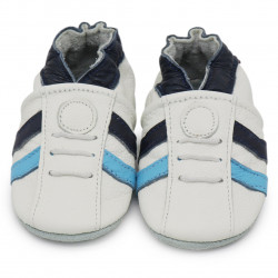 Chaussons cuir bébé Carozoo Tennis bleu