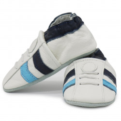 Chaussons cuir bébé Carozoo Tennis bleu