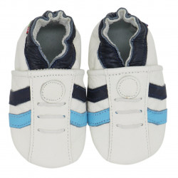 Chaussons cuir bébé Carozoo Tennis bleu