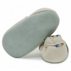 Chaussons cuir bébé Carozoo étoiles fond creme