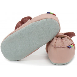 Chaussons cuir bébé Carozoo Rose