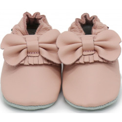 Chaussons cuir bébé Carozoo Rose